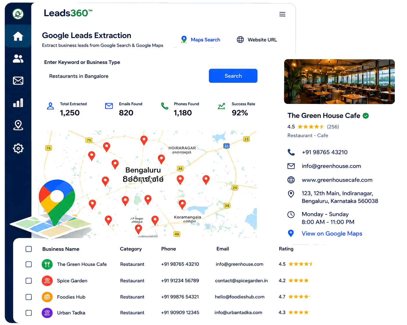 Google Leads Extraction Interface Showcase