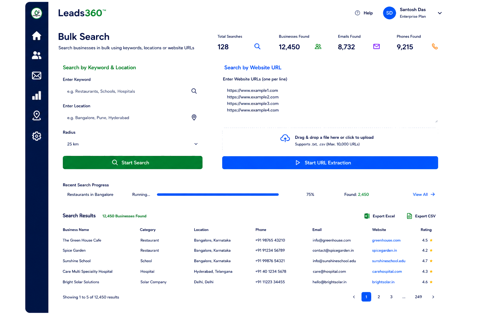 Bulk Search Interface Showcase